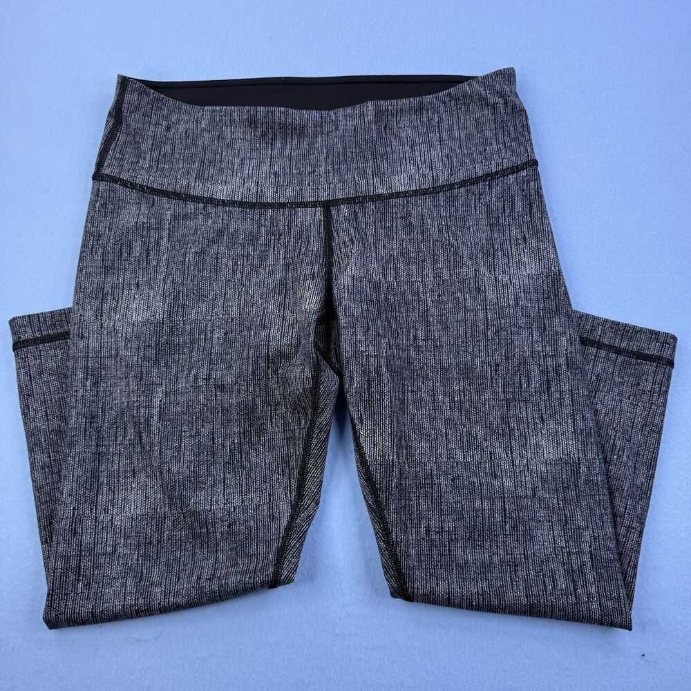 Lululemon Wunder Under Crop Leggings Heathered Gray/Black stretchy Size 8 1081